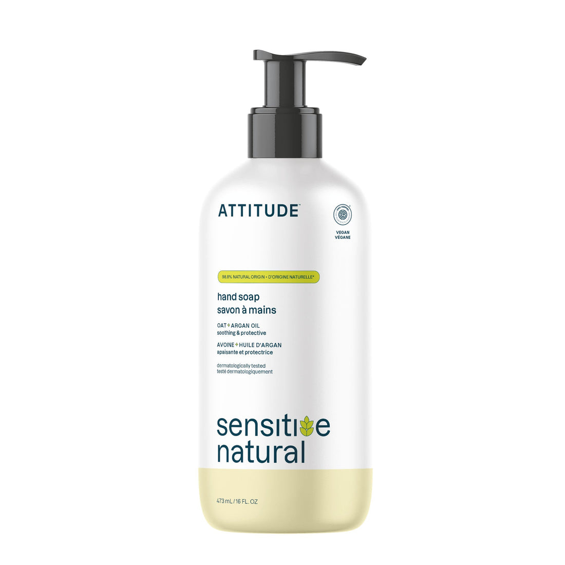 Attitude Super Leaves Natural Liquid Hand Soap 473 ml - Argan Oil front product view