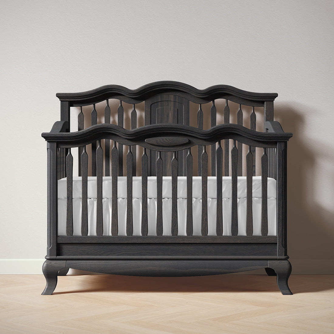Romina Cleopatra Convertible Crib Open Back in Aqua Gray finish