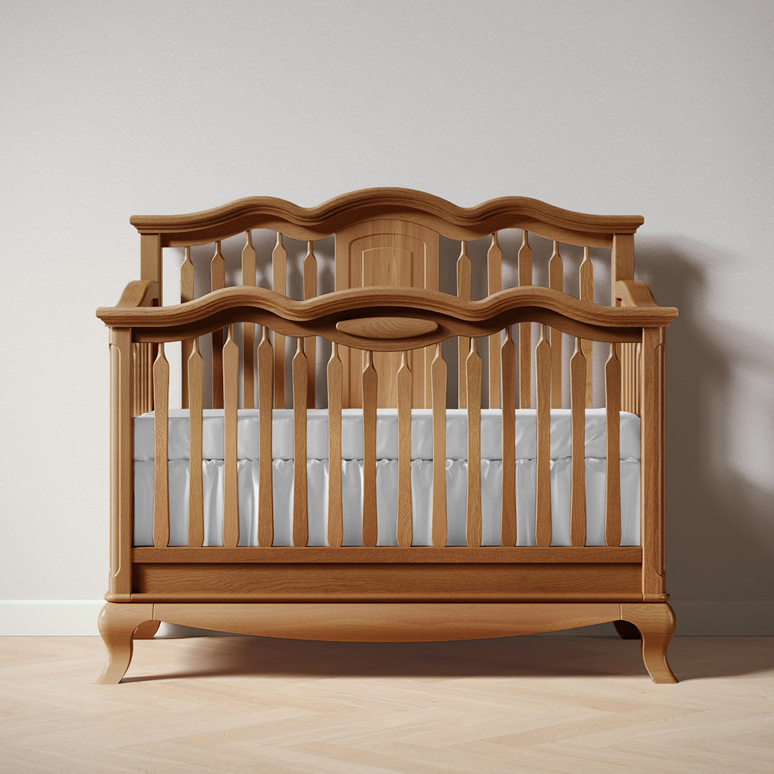 Romina Cleopatra Convertible Crib Open Back in Harvest finish