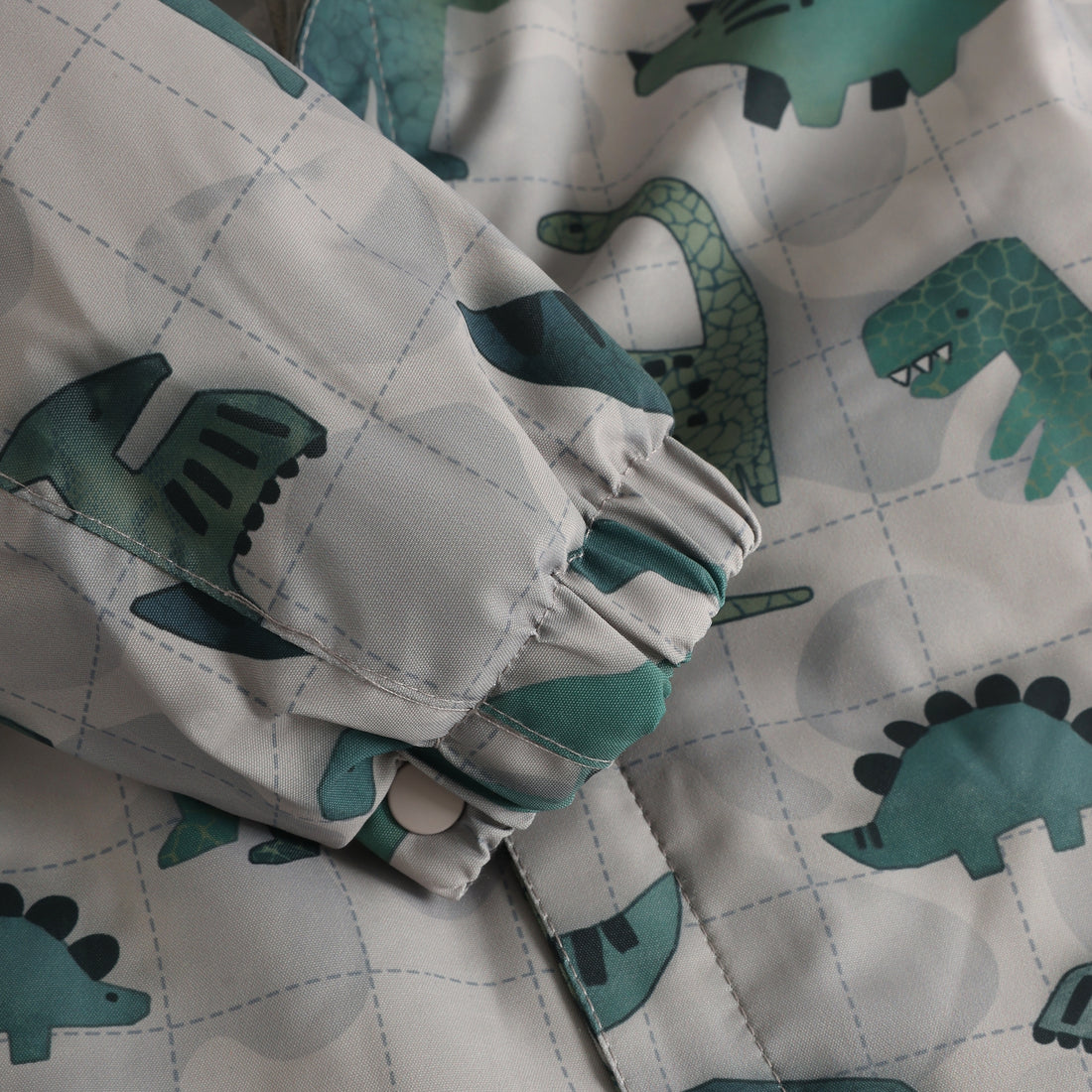 Color Kids Baby Printed Snowsuit in Deep Lichen Green - detail view
