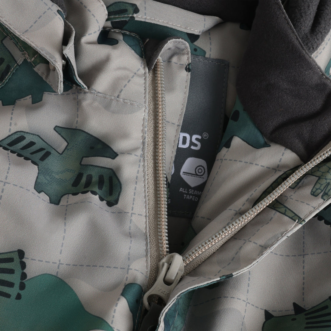 Color Kids Baby Printed Snowsuit in Deep Lichen Green - feature detail