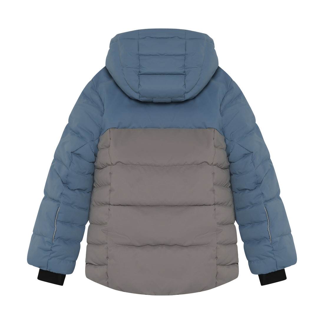 Color Kids quilted ski puffer jacket in Rock Ridge — back with hood and quilted panels