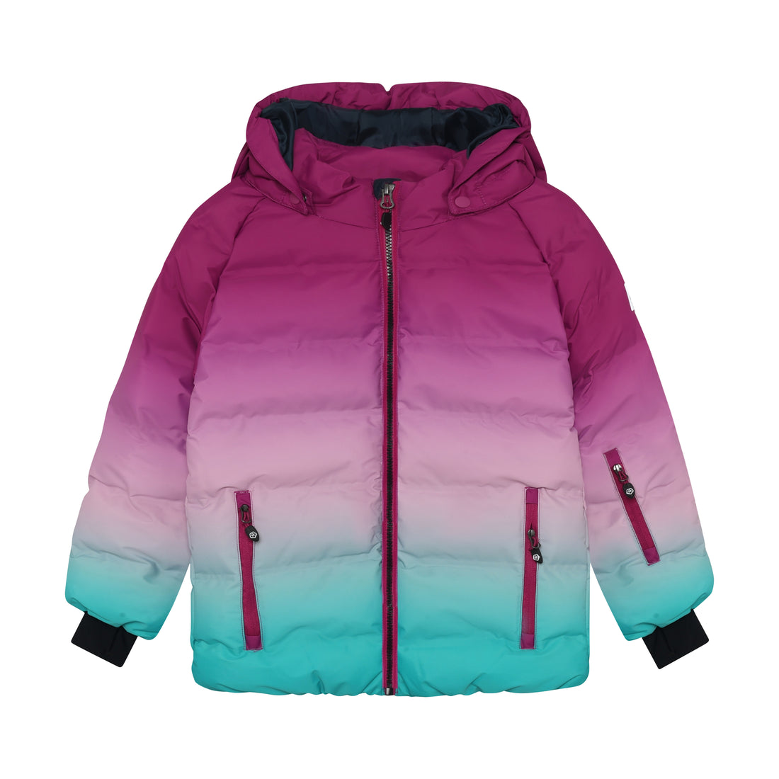 Color Kids Quilted Gradient Ski Jacket in Wild Aster - front view