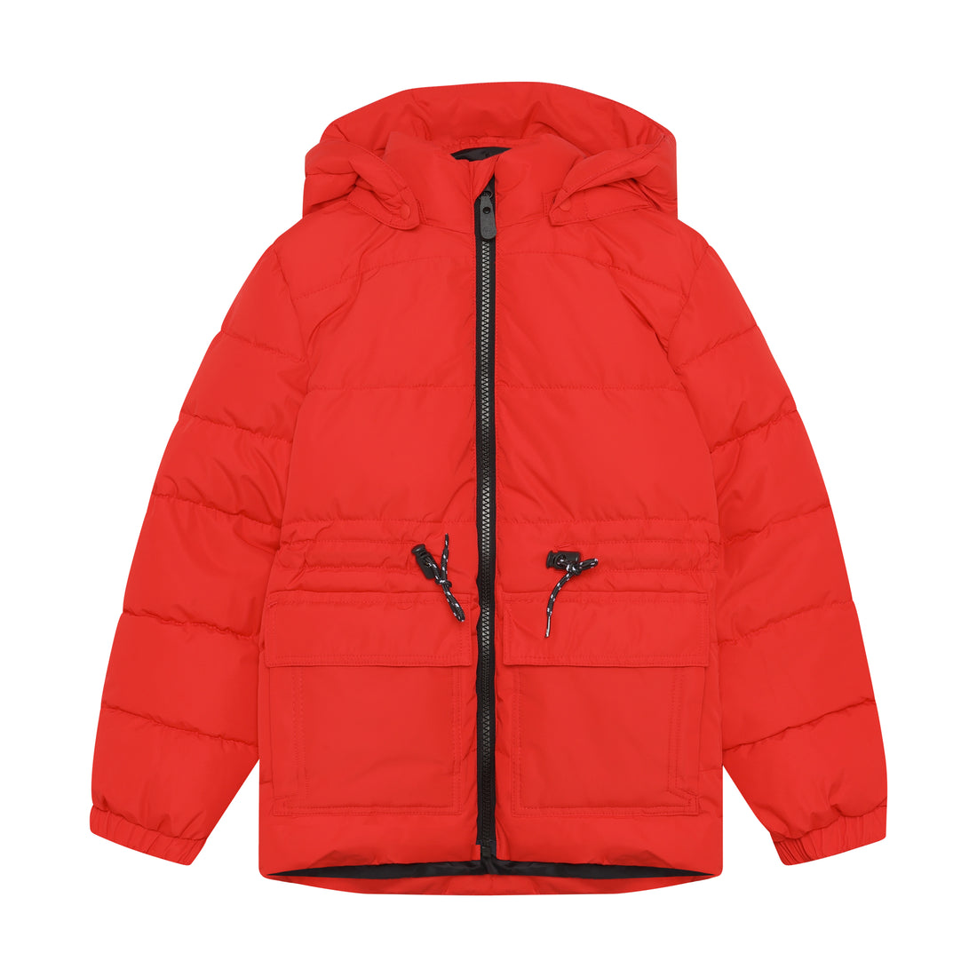 Color Kids Quilted Jacket with Drawstring in Poppy Red - front view