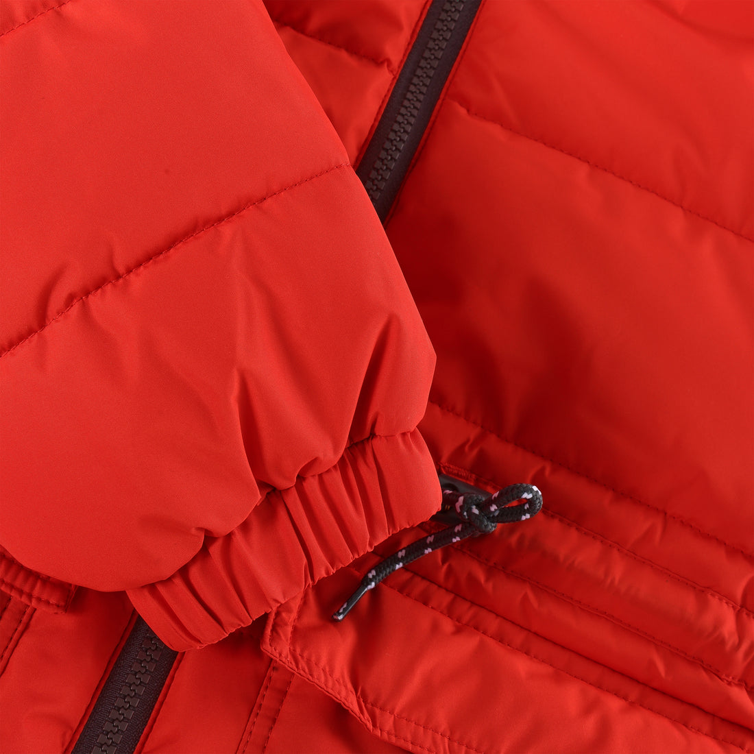 Color Kids Quilted Jacket with Drawstring in Poppy Red - feature detail