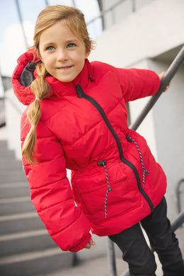 Color Kids Quilted Jacket with Drawstring Poppy Red