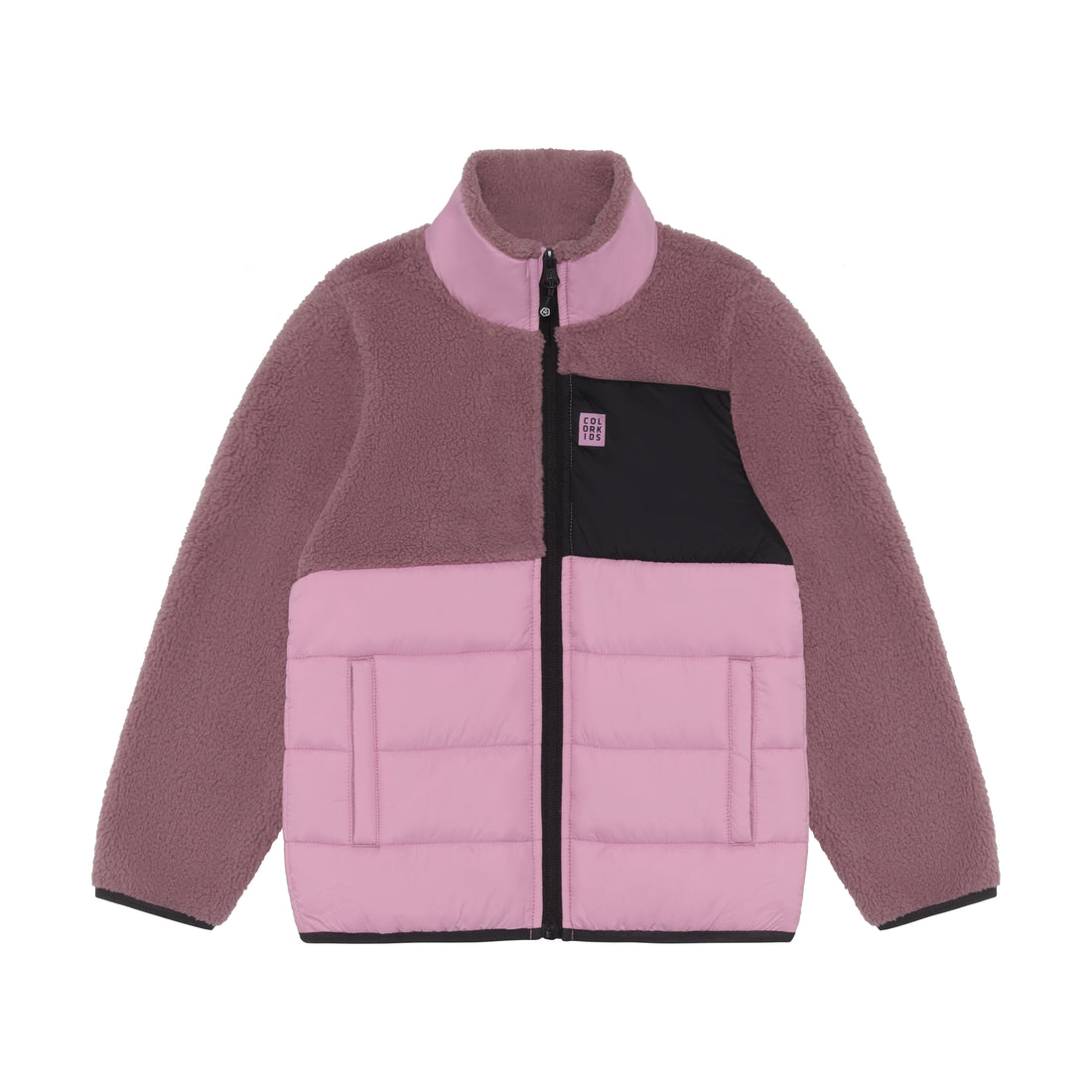 Color Kids Quilted Teddy Jacket in Toadstool - front view