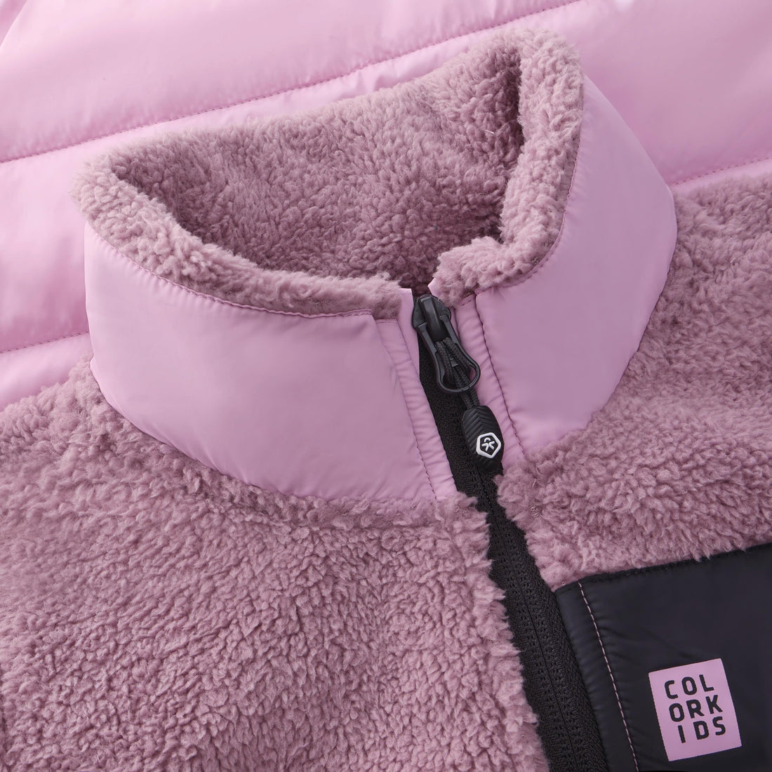 Color Kids Quilted Teddy Jacket in Toadstool - feature detail