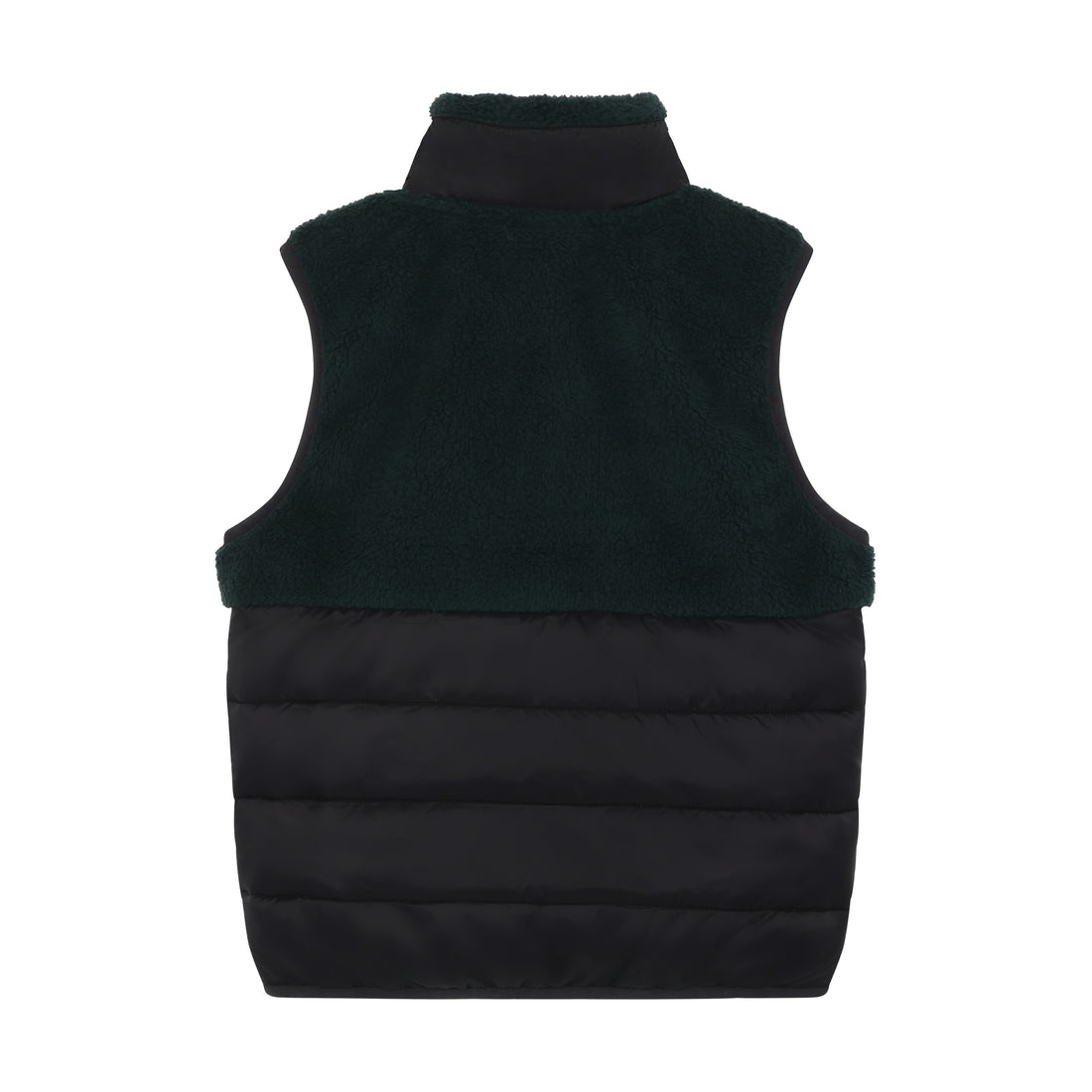 Color Kids quilted teddy vest in Green Gables — back with textured upper panel and quilted lower body