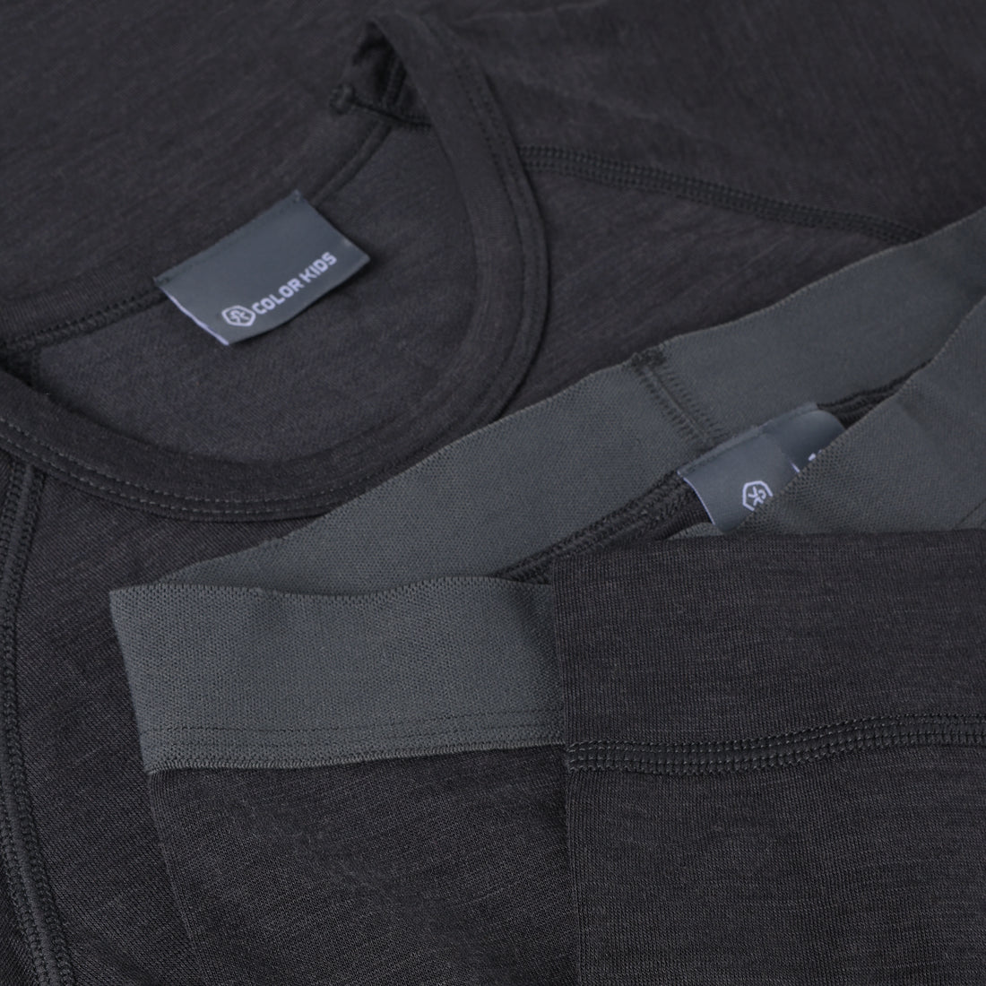 Color Kids Wool Ski Base Layer Set in Phantom - feature detail