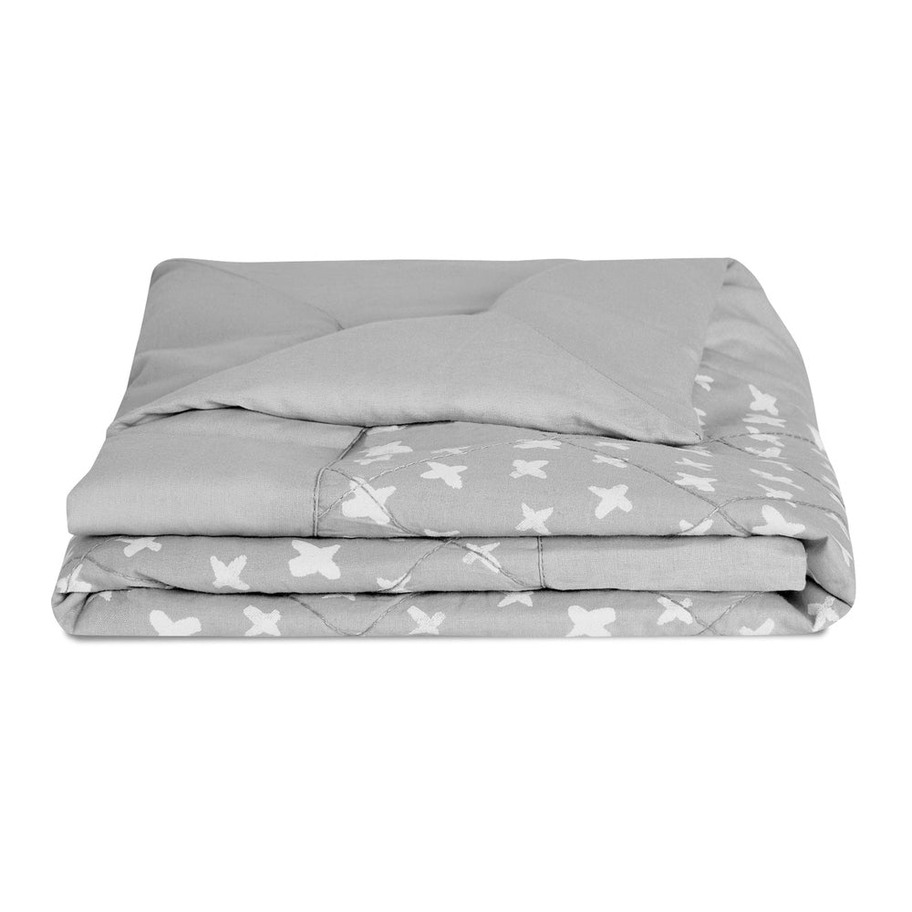 Aden+Anais Embrace Cross-Hatch Weighted On-The-Go Blanket, gray with white X pattern