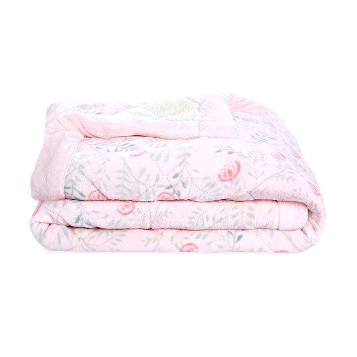 Aden+Anais Embrace Morris Vine weighted toddler bed blanket in pink floral quilt