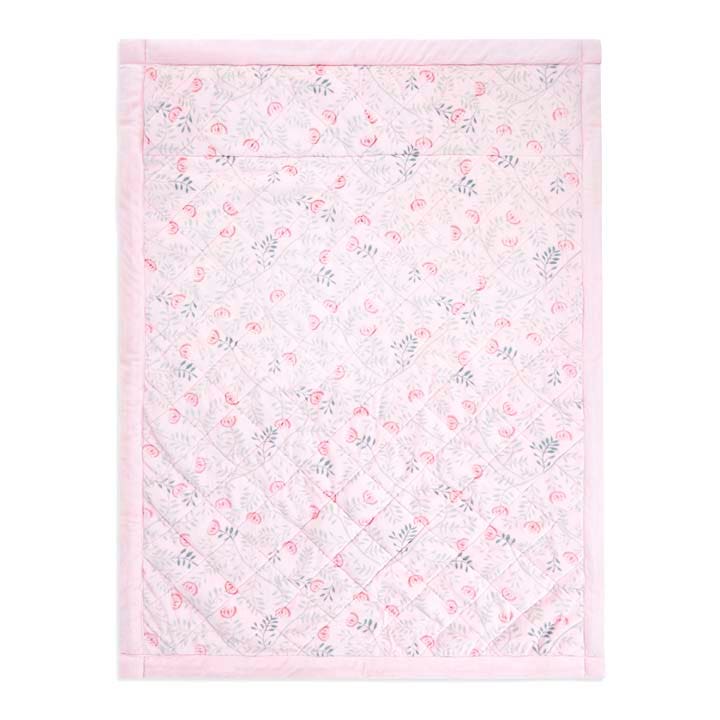 Aden+Anais Embrace Morris Vine weighted toddler bed blanket in pink floral quilted design