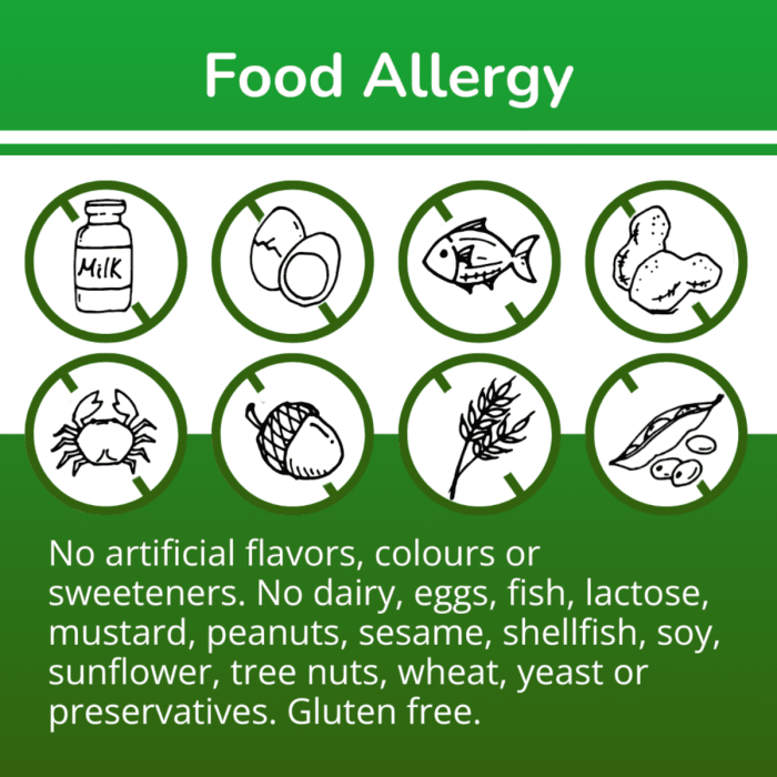 Allkidz Multi Gummy Bears Vegetarian 90S: green label with crossed icons showing no dairy, eggs, fish, gluten, or artificial flavors.