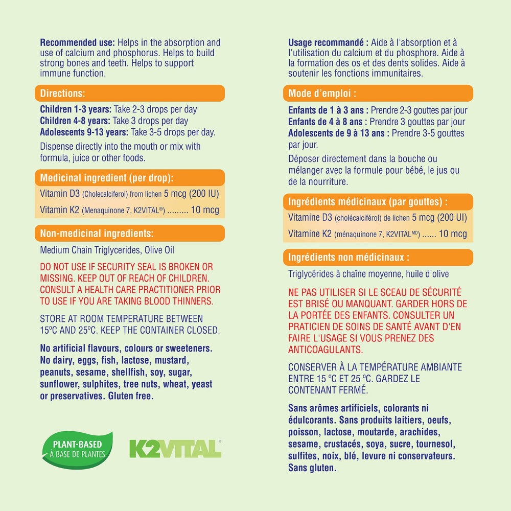 Allkidz vegan Vitamin D3 & K2 drops, 5 ml bottle for children