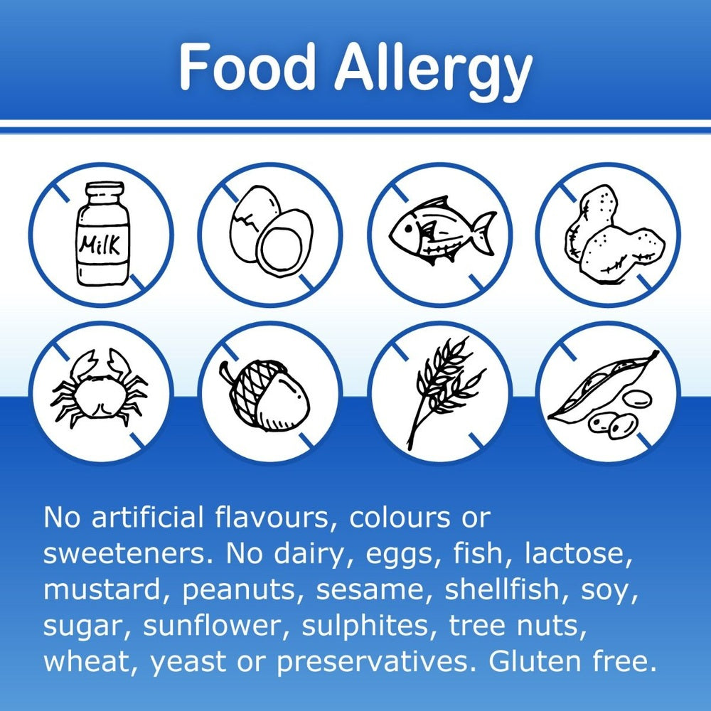 Allkidz Vitamin D3 Drops 400 IU, 25 ml bottle with food allergy icons showing no dairy, eggs or shellfish