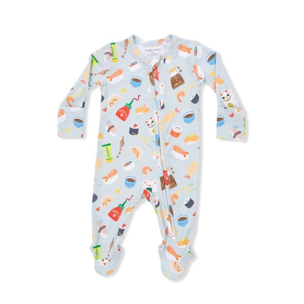 Angel Dear Sushi 2 Way Zipper Footie print detail view