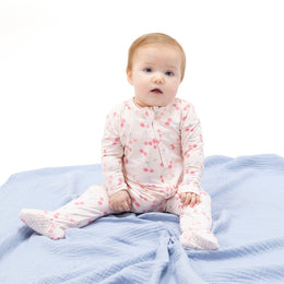 Angel Dear Sweet Bow Cherries 2 Way Ruffle Back Zipper Footie