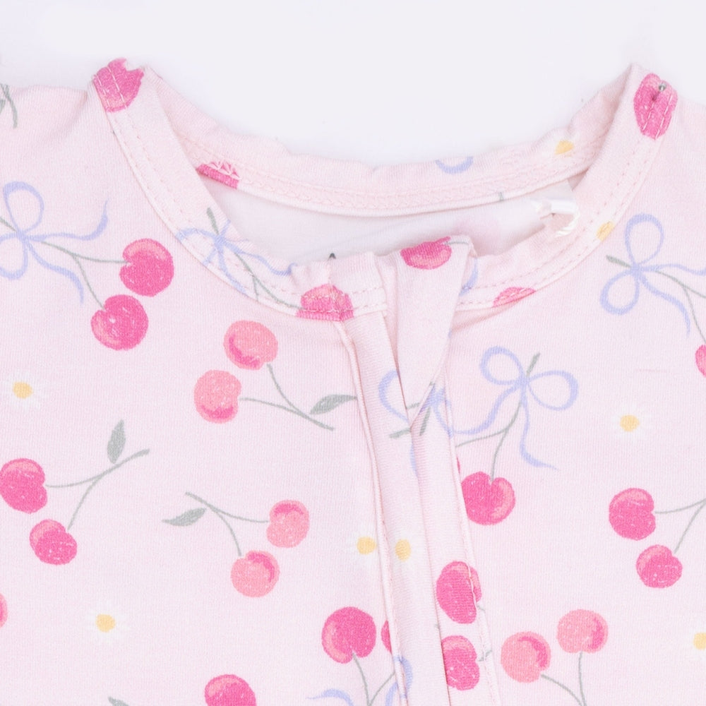 Angel Dear Sweet Bow Cherries 2 Way Ruffle Back Zipper Footie gallery view 7
