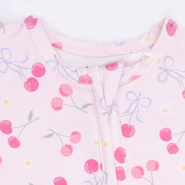 Angel Dear Sweet Bow Cherries 2 Way Ruffle Back Zipper Footie