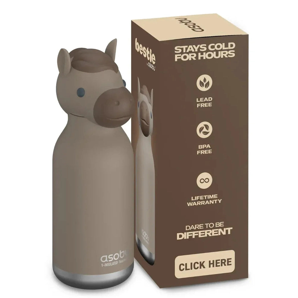 Asobu Bestie Animal Double Wall Stainless Steel Bottle 16oz Horse