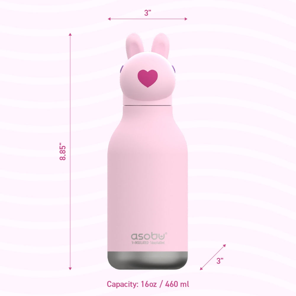 Asobu Bestie Animal Double Wall Stainless Steel Bottle 16oz Bunny