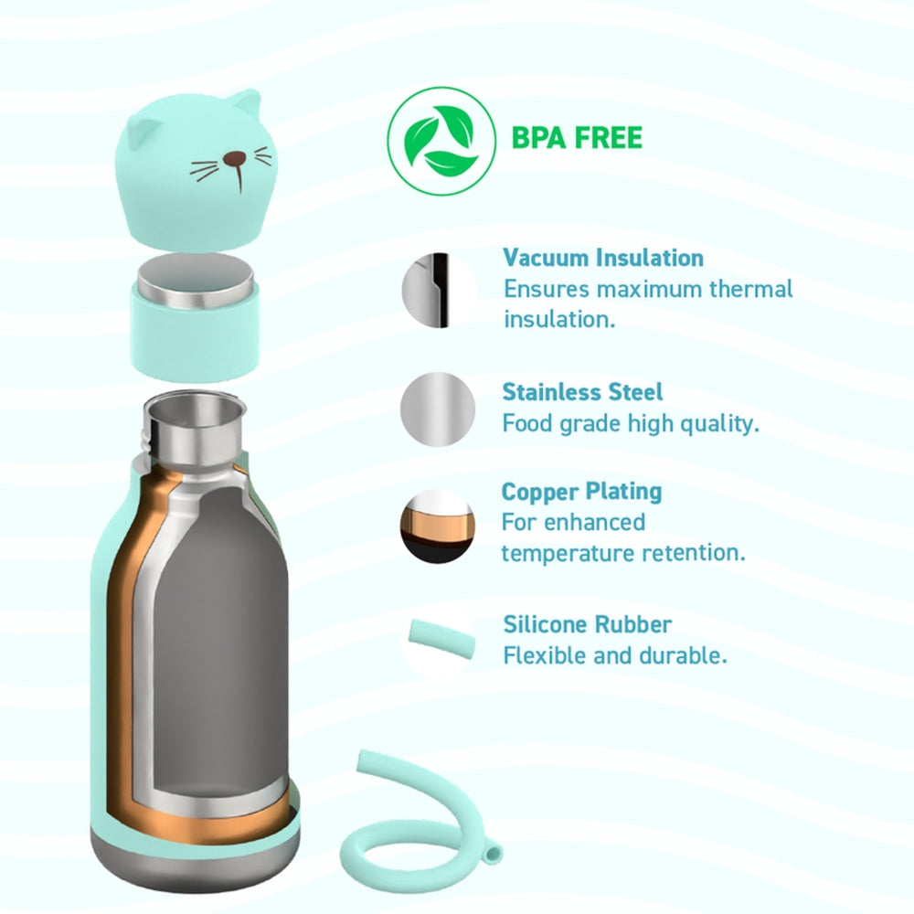 Asobu Bestie Animal Double Wall Stainless Steel Bottle 16oz Cat