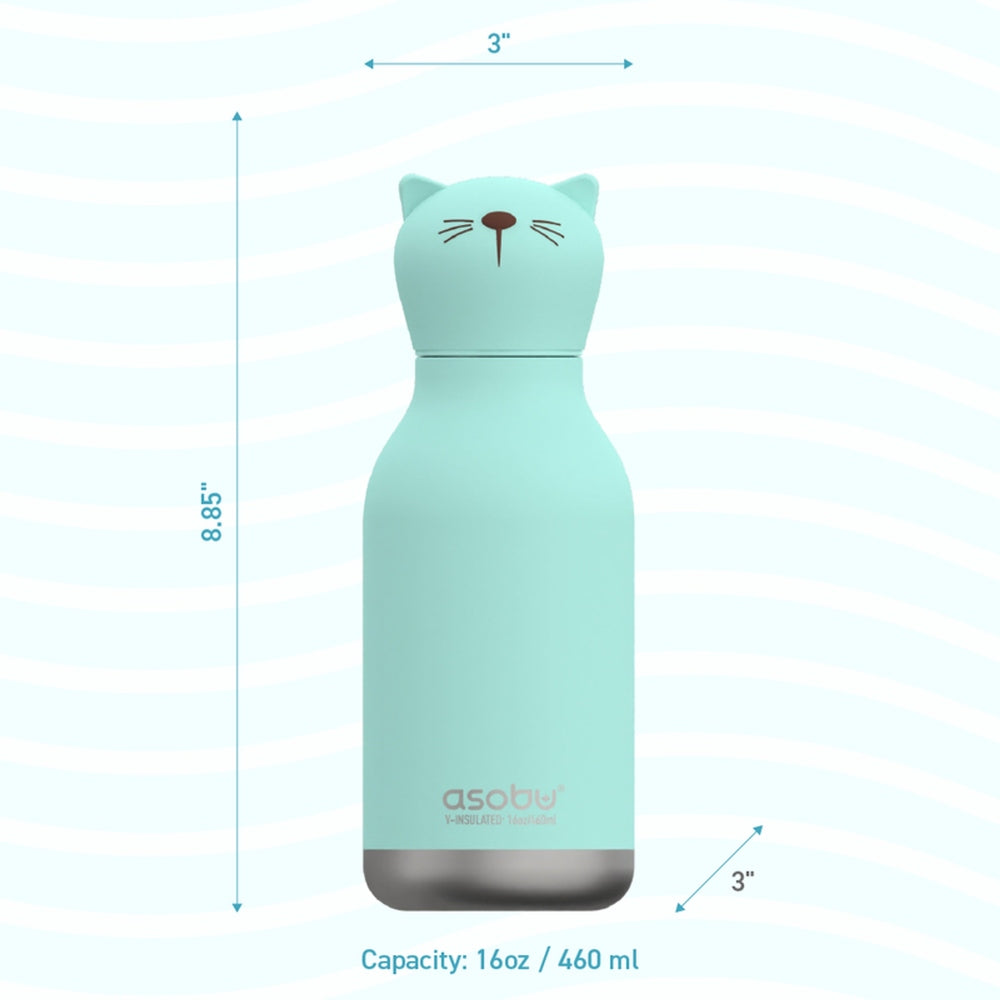 Asobu Bestie Animal Double Wall Stainless Steel Bottle 16oz Cat