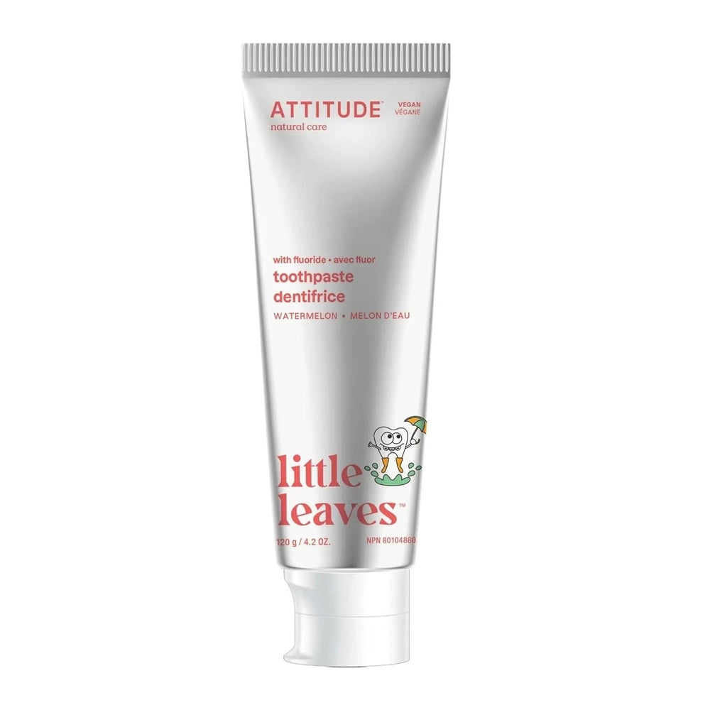 ATTITUDE Kids Toothpaste With Fluoride 120g in watermelon flavor, tube with cartoon logo.