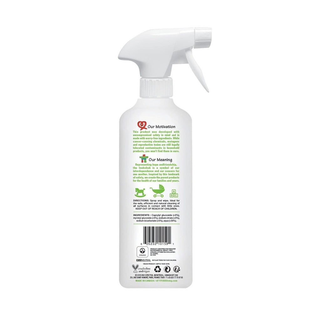 ATTITUDE Little Ones Toy and Surface Cleaner spray bottle, 475 ml, white plastic