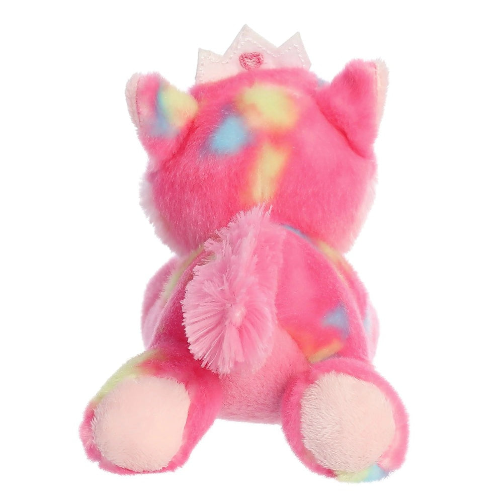Aurora Bright Fancies Princess Frutti Kitty 7in plush toy with pink rainbow fur and crown