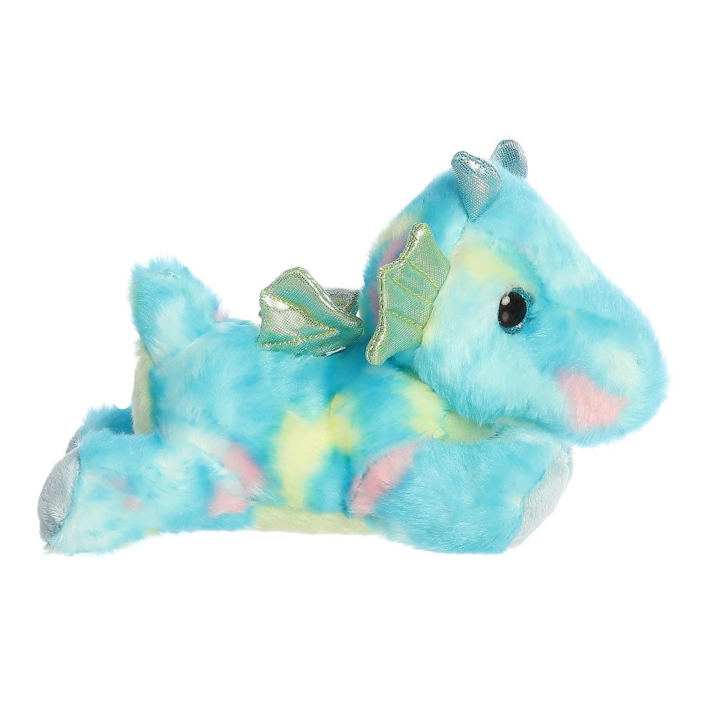 Stuffed animal Aurora Bright Fancies Sprinkles Dragon plush, 7-inch blue pastel with silver horns and fins