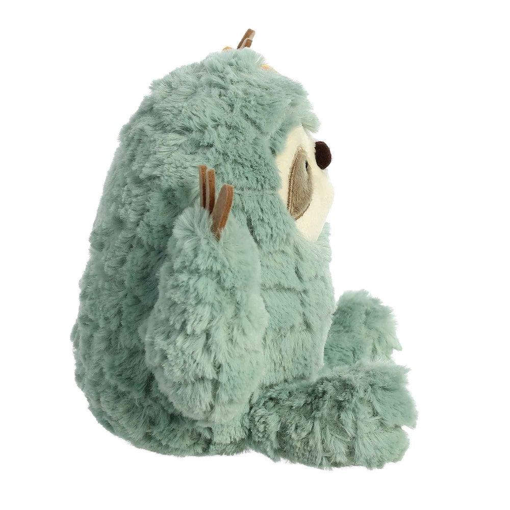 Aurora sloth stuffed animal, mint green plush with cream face, 7.5 inches