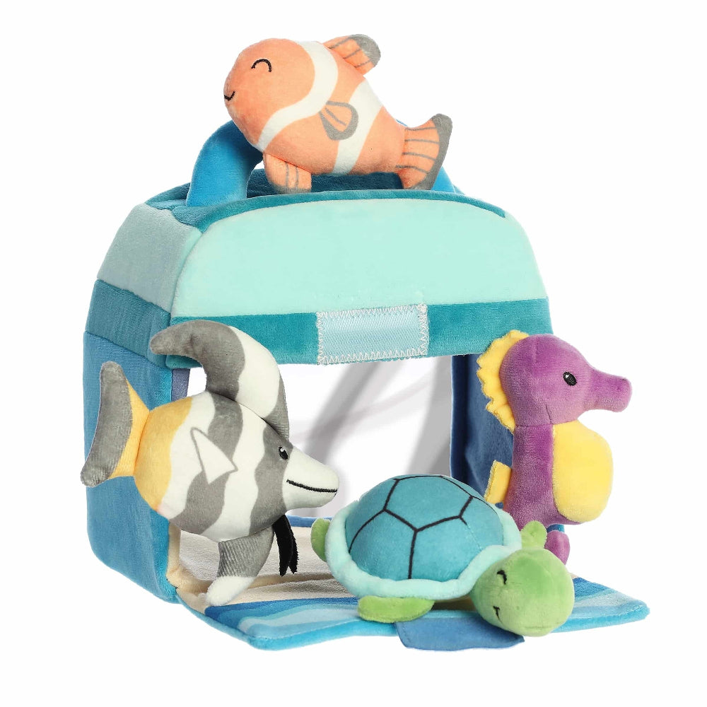 Aurora Ebba Baby Talk My Fishy Friends 8-inch plush set with blue backpack and sea creatures