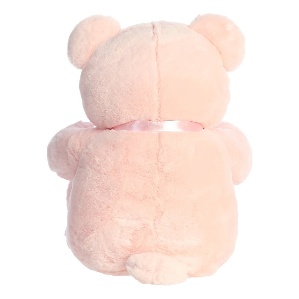 Aurora Ebba 10-inch pink plush stuffed animal bear with satin ribbon