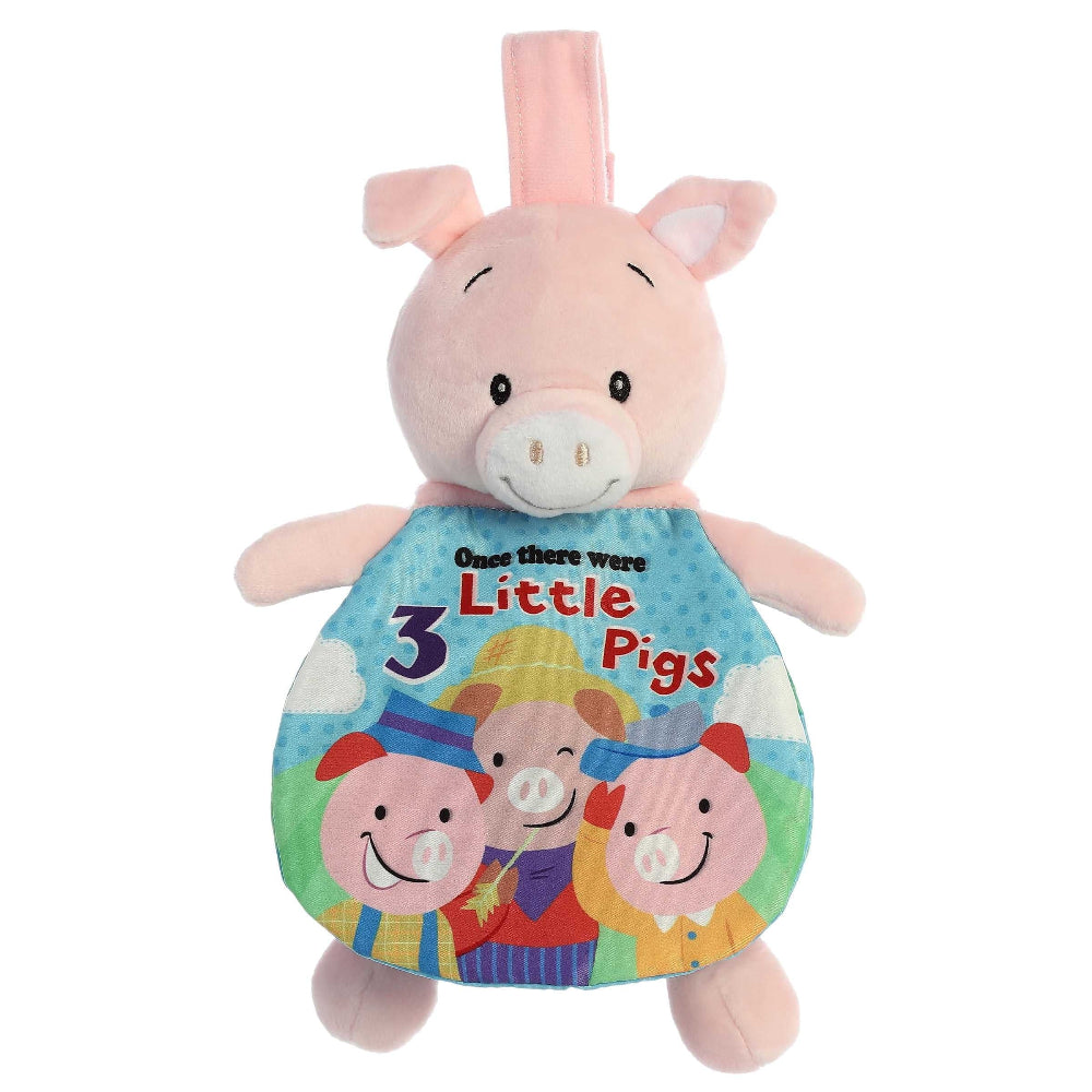 Aurora Ebba Story Pals pig stuffed animal, 9-inch pink plush with 3 Little Pigs bib