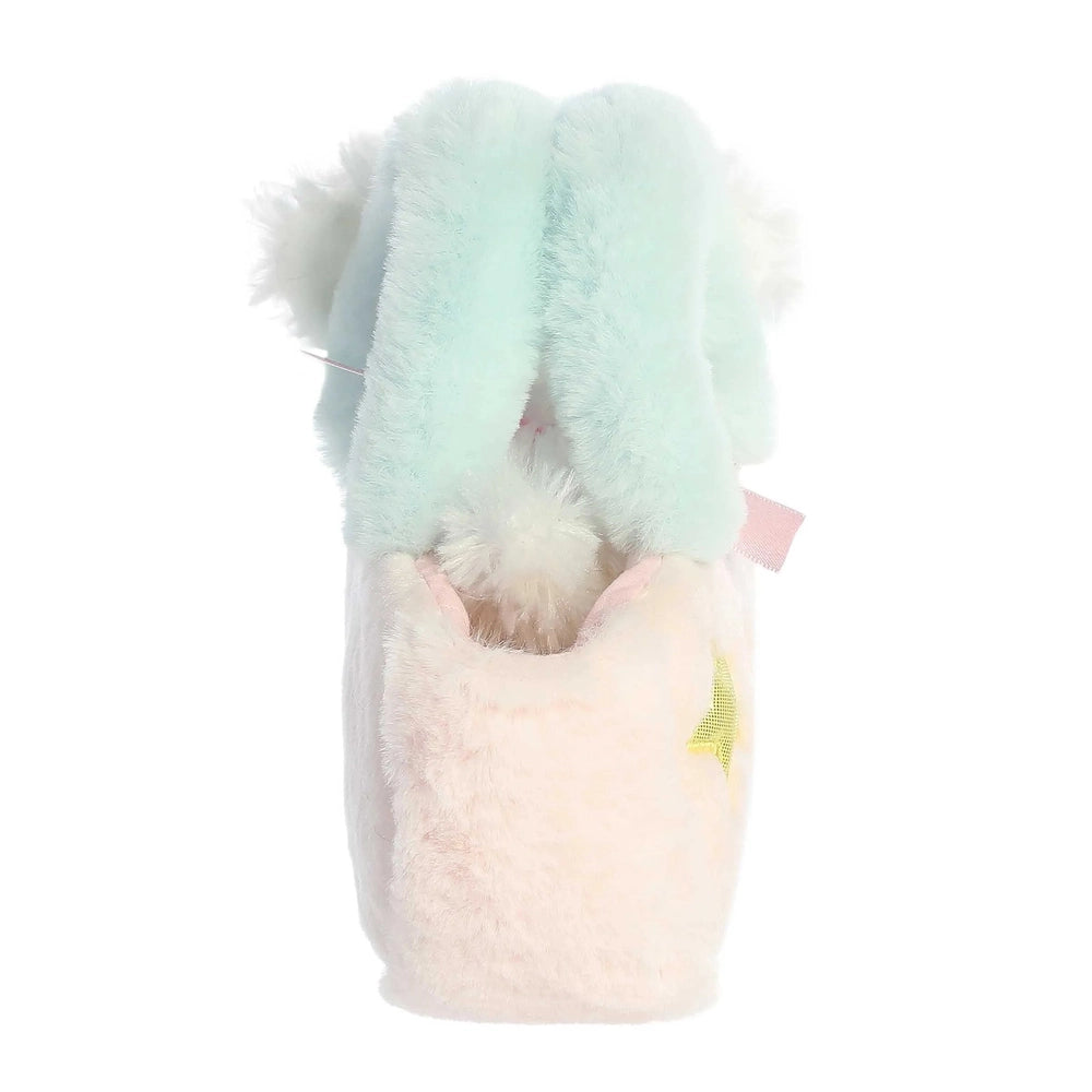Aurora Fancy Pals Pastel Heart 7.5" plush toy with pastel blue ears and cream body, shown standing upright.