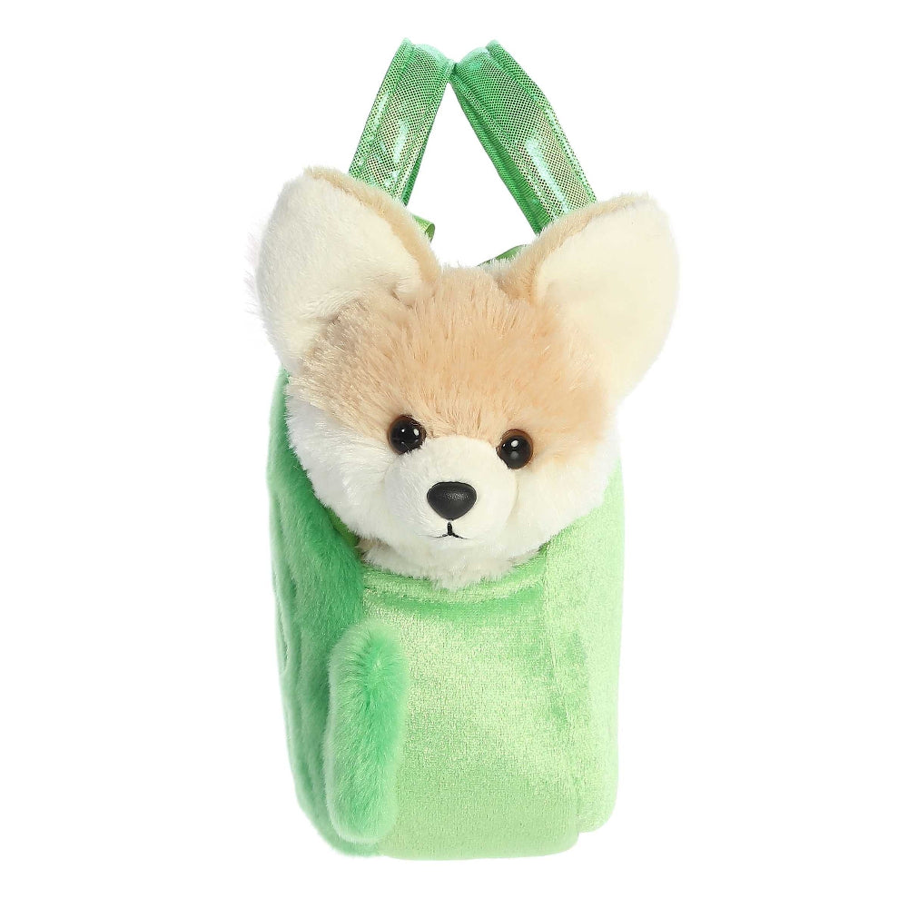 Aurora Fancy Pals Smiling Cactus plush backpack; green bag with beige plush head peeking out