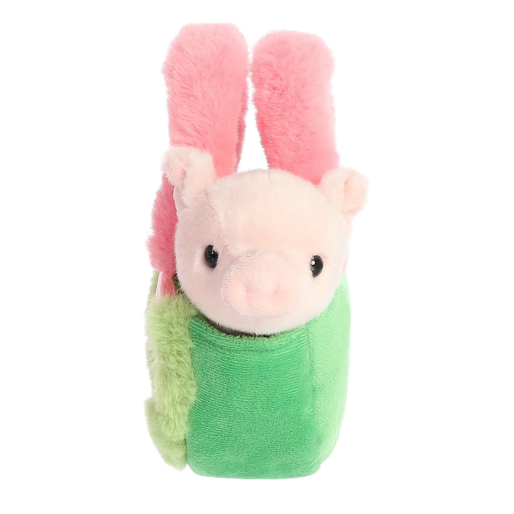 Plush toy: Aurora Fancy Pals Watermelon Piglet with green rind and pink ears