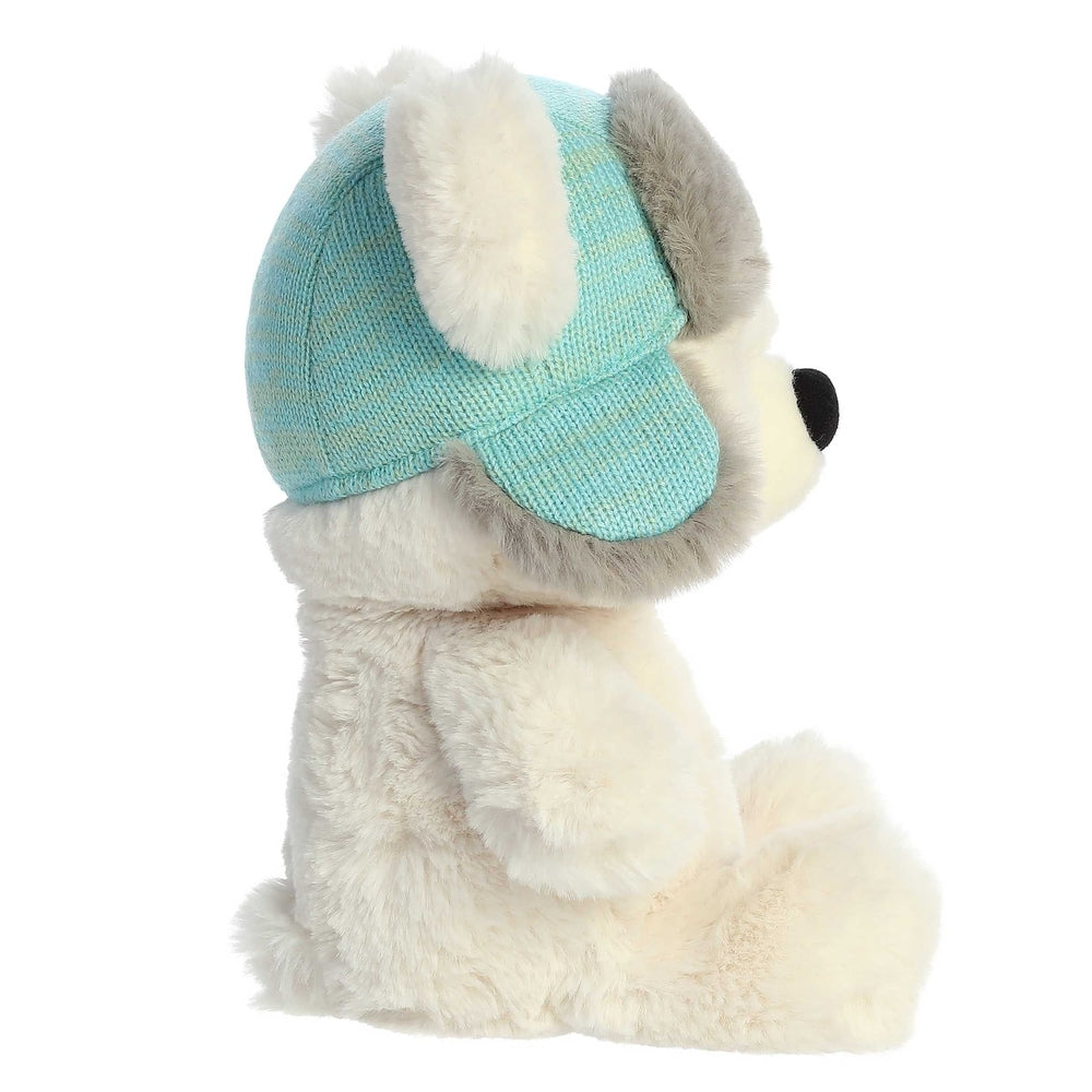 Aurora Benny 13-inch holiday bear plush stuffed animal with cream fur and turquoise hat