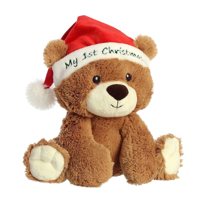 Aurora My First Christmas Bear 10-inch plush stuffed animal with red Santa hat