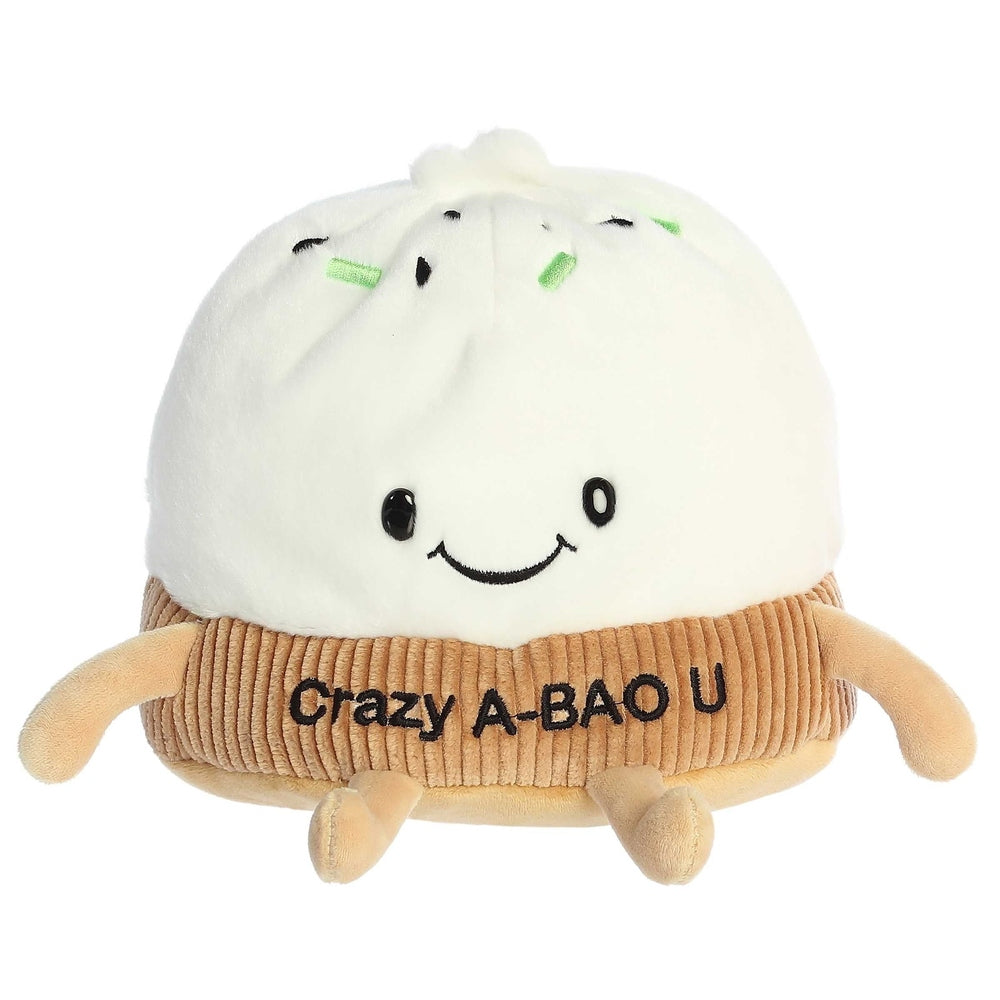 Aurora Crazy A-BAO U 8-inch plush stuffed animal; white top with brown pleated base and smiling face.