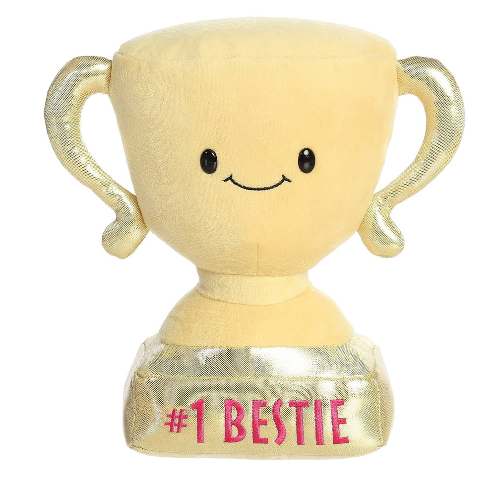 Aurora Just Sayin #1 Bestie Trophy plush 9-inch yellow soft stuffed animal with a smile