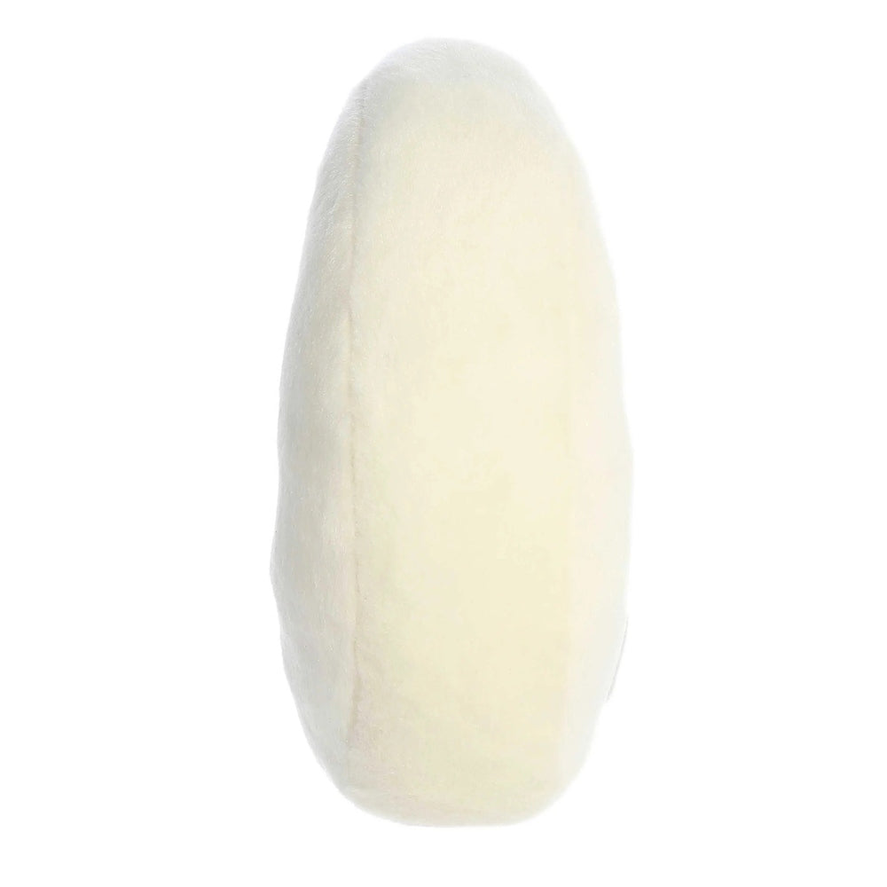 Cream 9-inch plush oval pillow with soft fluffy fur texture