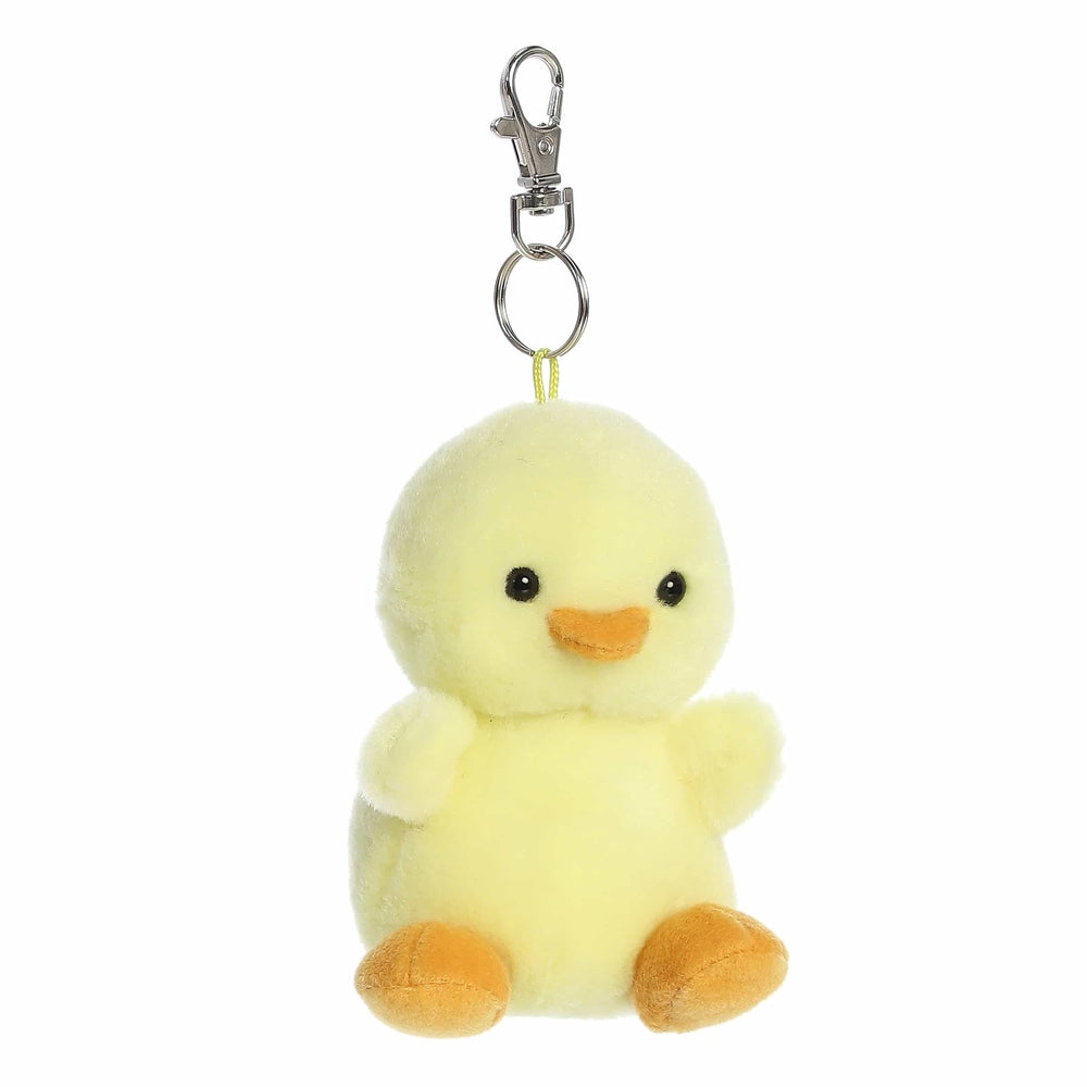 Aurora Betsy Chick palm pals clip-on plush toy, yellow chick with orange beak and feet