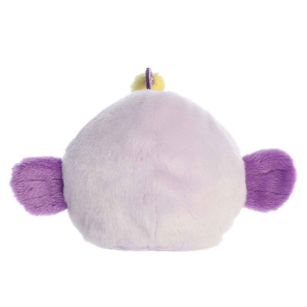 Aurora Palm Pals Blinky Angler Fish plush stuffed animal, lavender body with purple fins, 5 inches long
