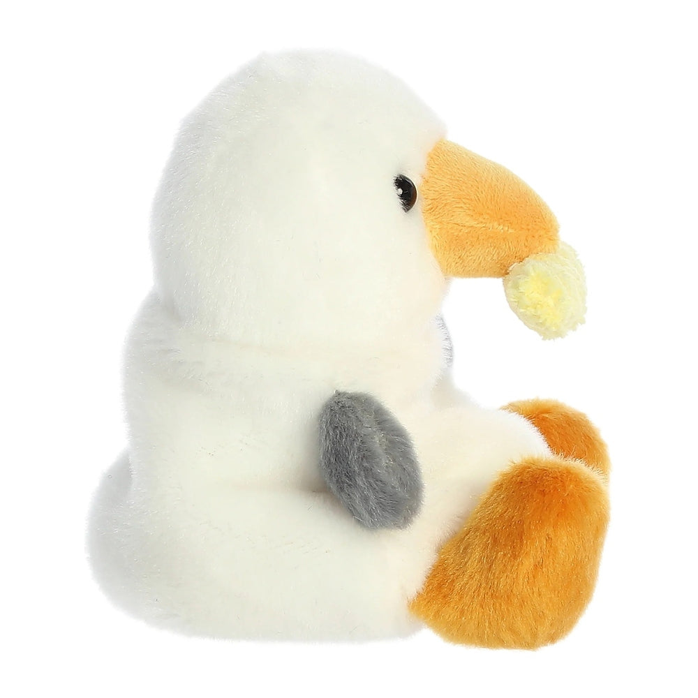 Plush stuffed animal: Aurora Palm Pals Buoy Seagull, white with orange beak and feet, 5in