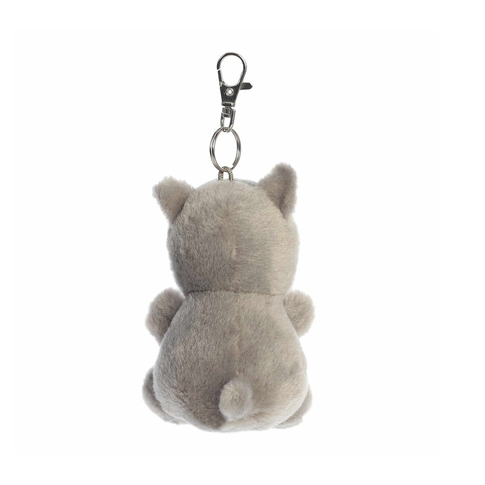 Aurora Palm Pals Busky Husky Clip-On 4" plush toy, soft gray husky with a metal clip for bags.