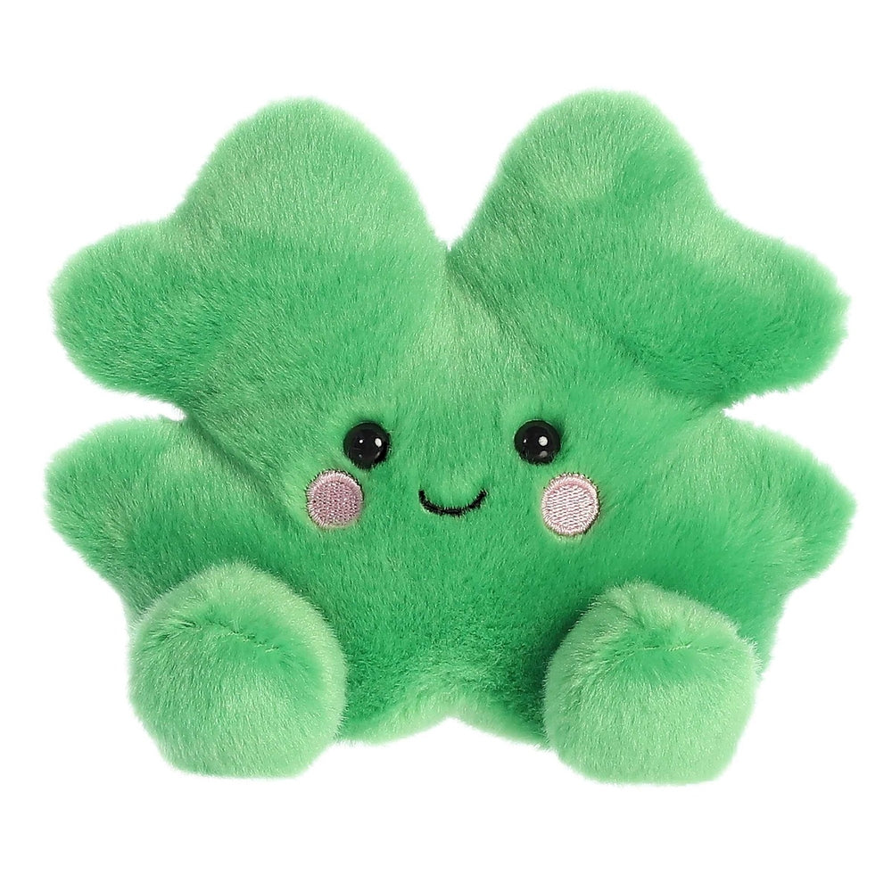 Aurora Palm Pals Chance Clover plush stuffed animal, bright green 5-inch clover with cute face and paws