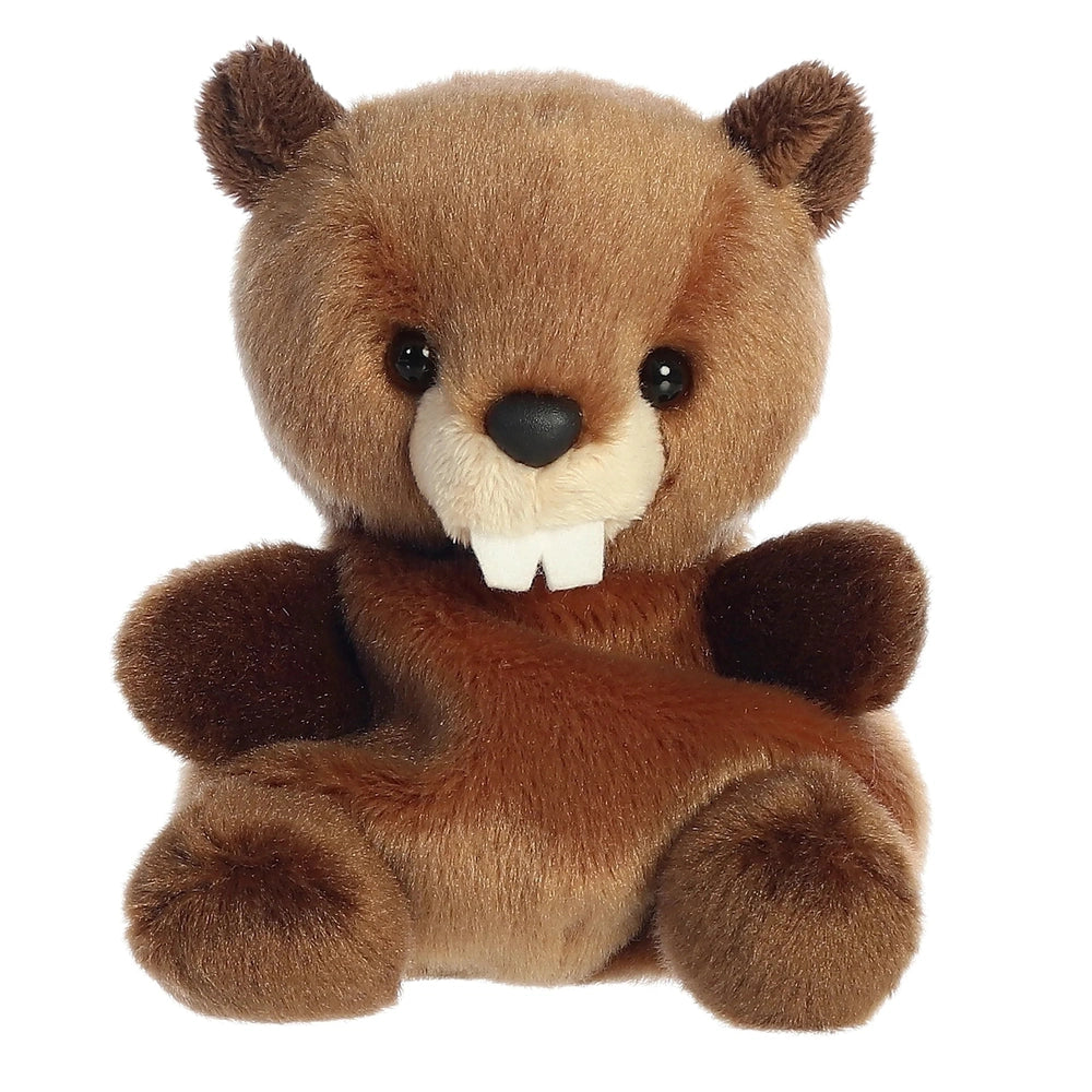 Aurora Palm Pals Chewy Beaver 5in brown plush beaver with white teeth